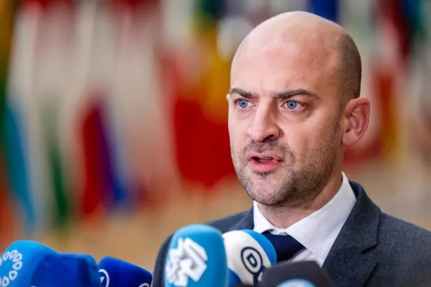  French Foreign Minister Jean-Noel Barrot speaks with the media as he arrives for a EU general affairs meeting at the European Council building in Brussels, Thursday, Nov. 20, 2025. (AP) 