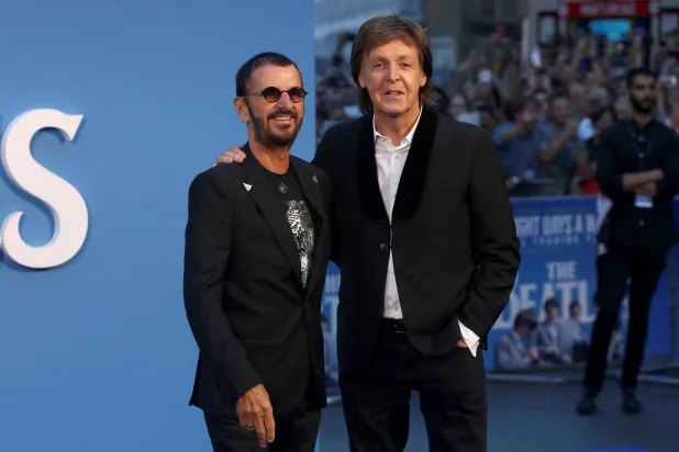 Former Beatles Ringo Starr (L) and Paul McCartney attend the world premiere of "The Beatles: Eight Days a Week - The Touring Years" in London, Britain September 15, 2016. (Reuters)