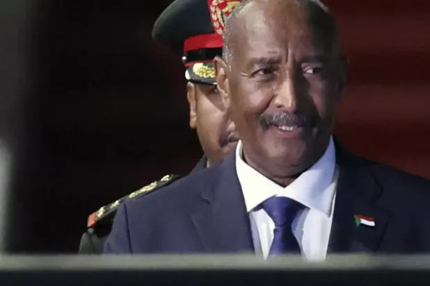 Sudan's army chief Abdel Fattah al-Burhan arrives at Beijing Capital International Airport Sept. 3, 2024. © Florence Lo, AP
