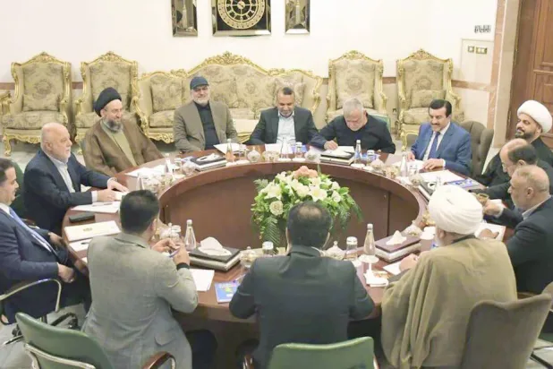 قادة أحزاب تحالف «الإطار التنسيقي» في العراق يعلنون «الكتلة الأكثر عدداً»... (فيسبوك)