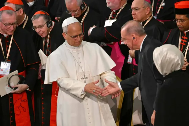 Türkiye Cumhurbaşkanı, Papa Francis'i dün Ankara'daki Cumhurbaşkanlığı Sarayı'nda ağırladı (AFP)