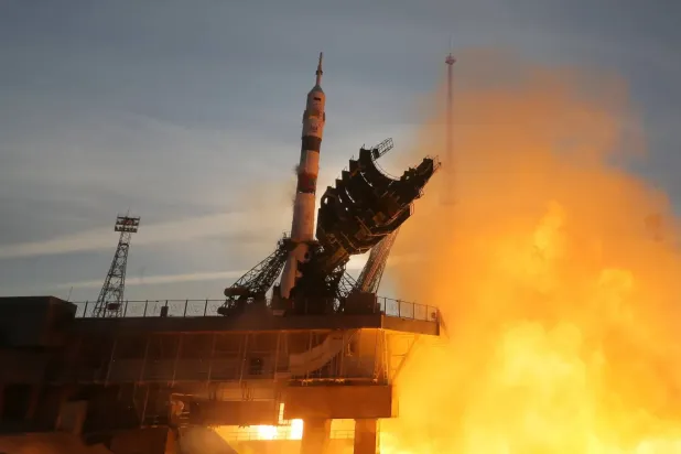 Soyuz MS-28 uzay aracı, Rusya'nın Baykonur Uzay Üssü'nden Uluslararası Uzay İstasyonu'na bir keşif gezisi için fırlatıldı. (EPA)