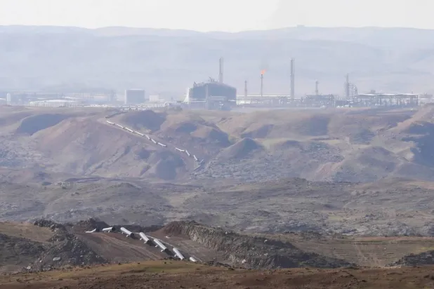 The Kormor gas field after a missile attack near Jamjamal in Sulaymaniyah Governorate (Reuters). 