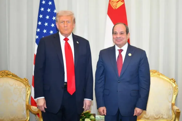 Egypt’s President Abdel Fattah al-Sisi with US President Donald Trump in Sharm el-Sheikh last October (Egyptian Presidency) 
