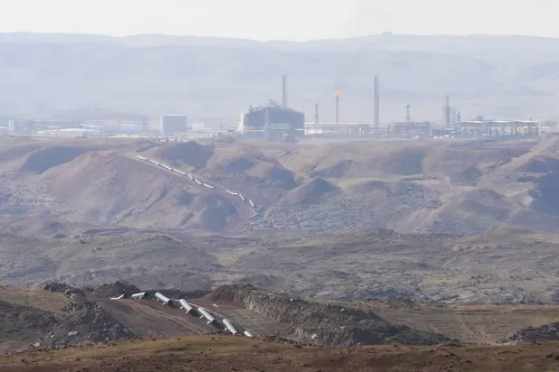 The Khor Mor gas field after a rocket attack near Chamchamal, in Sulaymaniyah province, Iraq, November 27, 2025. (Reuters)
