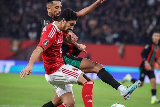 لقطة من مباراة الأهلي المصري مع مضيفه الجيش الملكي المغربي (الأهلي المصري)