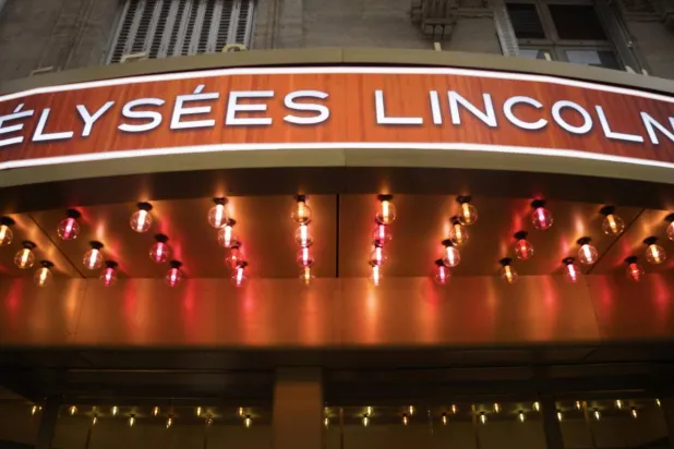 The entrance to the newly renovated Elysees Lincoln cinema. Dimitar DILKOFF / AFP
