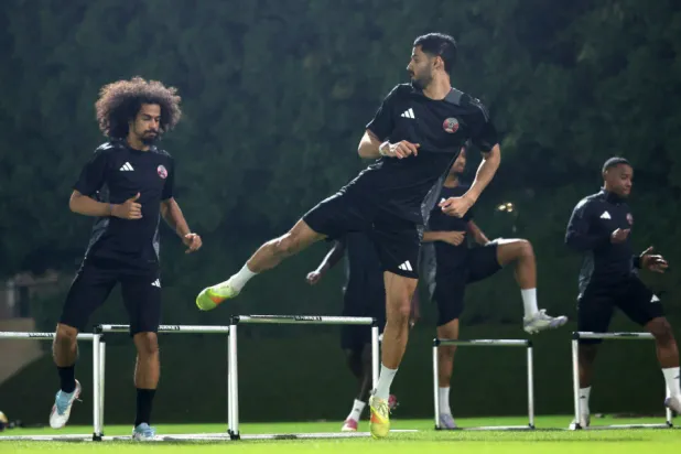 جانب من استعدادات العنابي (منتخب قطر)