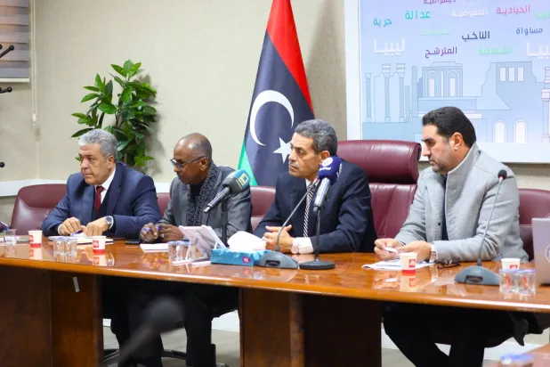 اجتماع لمجلس المفوضية العليا للانتخابات الليبية في يناير الماضي (المفوضية)