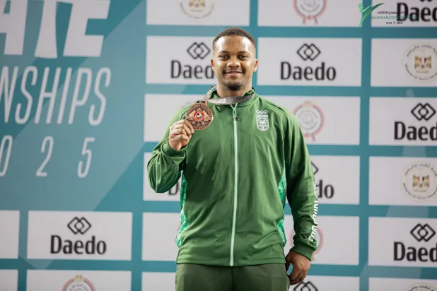 سفياني خلال تتويجه بالبرونزية (الشرق الأوسط)