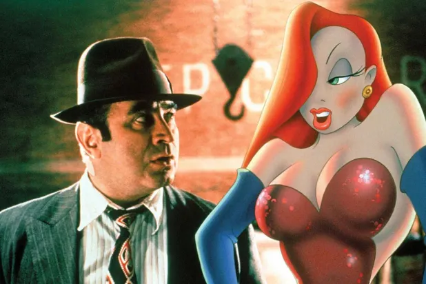 Gary K. Wolf'un 1981 tarihli romanından uyarlanan Masum Sanık Roger Rabbit'te Bob Hoskins özel dedektif Eddie Valiant rolündeydi (Buena Vista Pictures Distribution) 