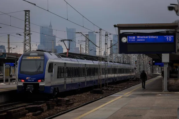 A train stands on a platform at the Eastern railway station in Warsaw, Poland, on November 27, 2025. (Photo by Wojtek RADWANSKI / AFP)