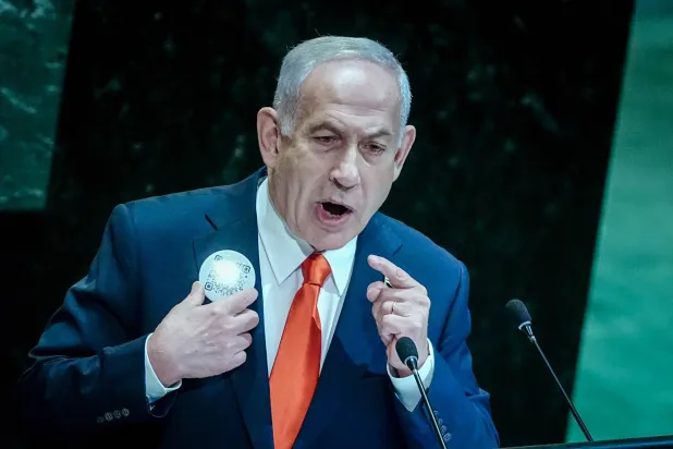FILED - 26 September 2025, US, New York: Israel's Prime Minister Benjamin Netanyahu, speaks during the UN General Assembly general debate at the UN headquarters in New York. Photo: Kay Nietfeld/dpa