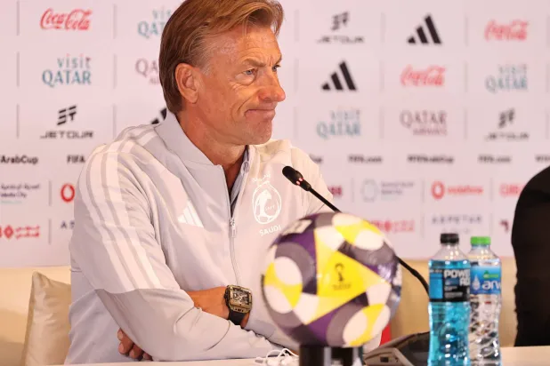 هيرفي رينارد مدرب المنتخب السعودي في المؤتمر الصحافي (تصوير: سعد العنزي) 