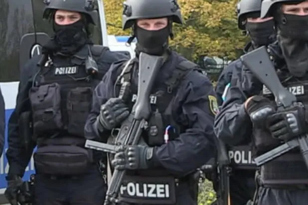 File photo: Police secure an area after a deadly shooting in the eastern German city of Halle on October 9, 2019. REUTERS/Marvin Gaul

