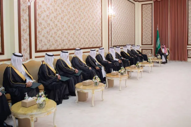 ولي العهد السعودي الأمير محمد بن سلمان خلال استقباله السفراء المعينين حديثاً (واس)