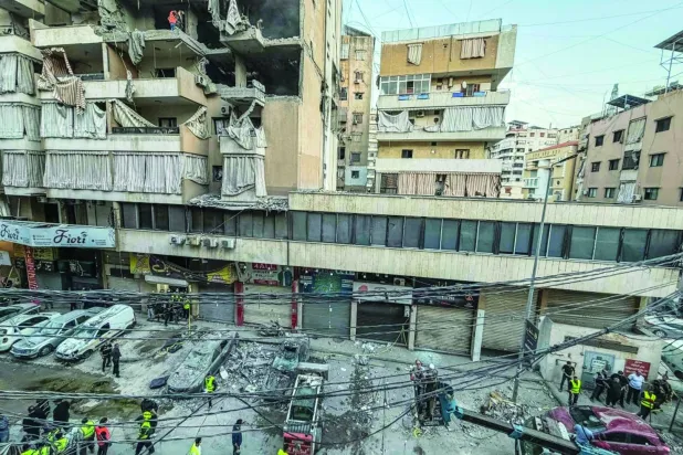 
موقع الاستهداف الإسرائيلي الأخير في ضاحية بيروت الجنوبية (الشرق الأوسط)