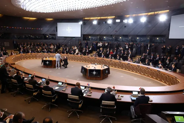 General view of the North Atlantic Council meeting during NATO Foreign Ministers' meeting at the Alliance headquarters in Brussels, Belgium, December 3, 2025. REUTERS/Yves Herman 