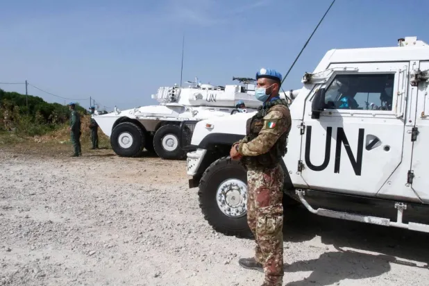 A UNIFIL patrol near the Israeli border in Naqoura, southern Lebanon (AFP) 