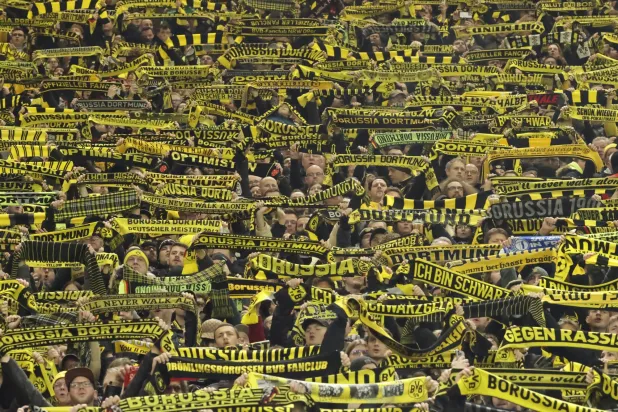 جماهير بوروسيا دورتموند تحتفل بالفوز على هوفنهايم (إ.ب.أ)