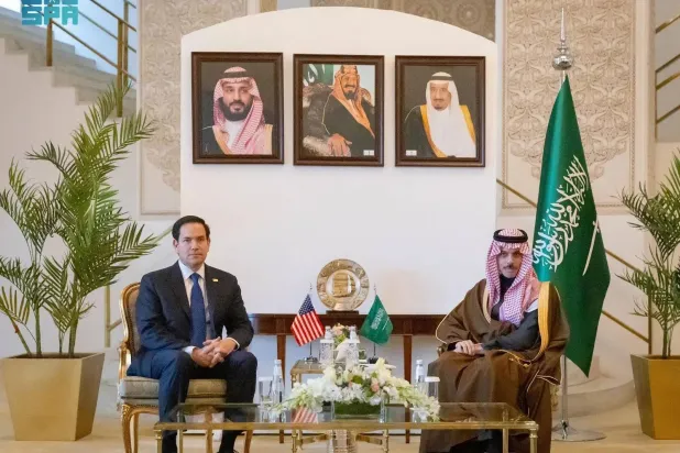 Saudi Foreign Minister Prince Faisal bin Farhan bin Abdullah and US Secretary of State Marco Rubio meet in Riyadh in February. (SPA)