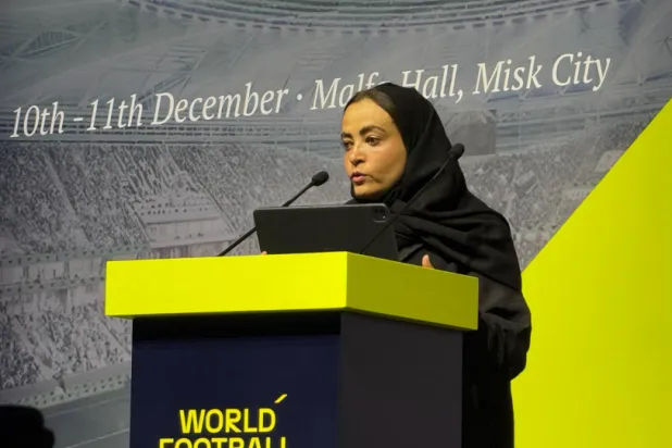 لمياء بن بهيان نائب رئيس الاتحاد السعودي لكرة القدم (الشرق الأوسط)