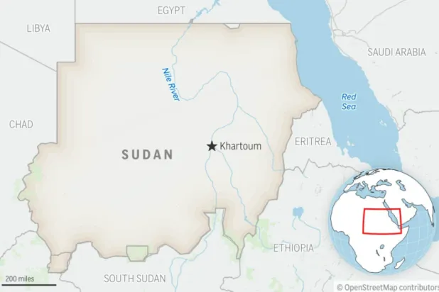 This is a locator map for Sudan with its capital, Khartoum. (AP Photo)

