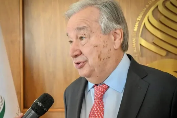 
مصاحبه دبیرکل سازمان ملل متحد با خبرگزاری رسمی سعودی در مرکز امداد و اقدامات بشردوستانه ملک سلمان در ریاض، روز پنجشنبه (واس)