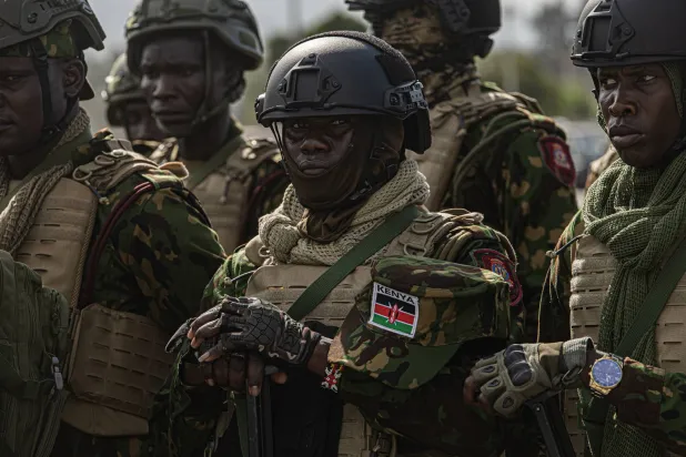 ضباط شرطة من كينيا يصلون لمطار بورت أو برنس في هايتي قبل انتشارهم (إ.ب.أ)