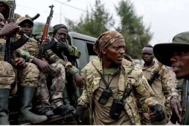 عناصر من حركة «23 مارس» في غوما بمقاطعة شمال كيفو شرق الكونغو الديمقراطية (رويترز)