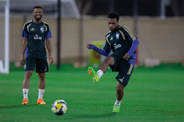 جانب من تحضيرات الأخضر لمواجهة الأردن (المنتخب السعودي) 