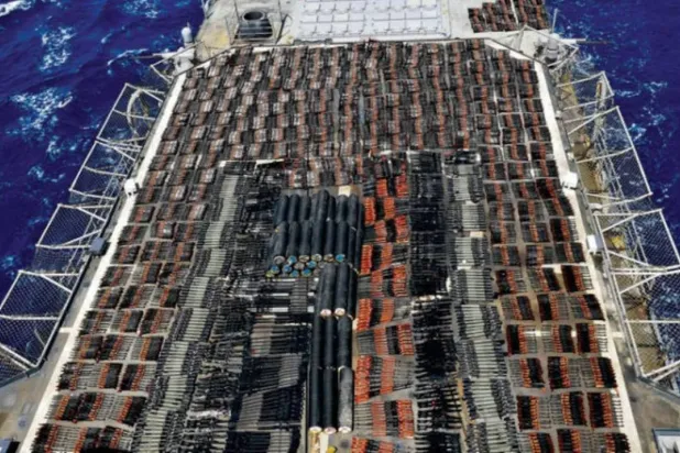 An arms shipment belonging to Iran seized by the US in May 2021. AP file photo