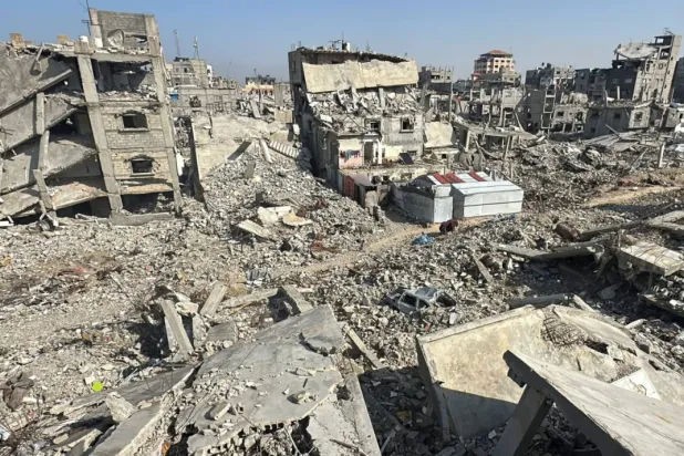 Destroyed buildings, amid a ceasefire between Israel and Hamas, in Khan Younis in the southern Gaza Strip November 18, 2025. (Reuters)
