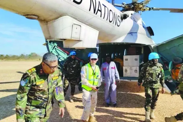 Birleşmiş Milletler helikopteri, öldürülen askerlerin cesetlerini Abyei'ye taşıdı (dolaşımda)