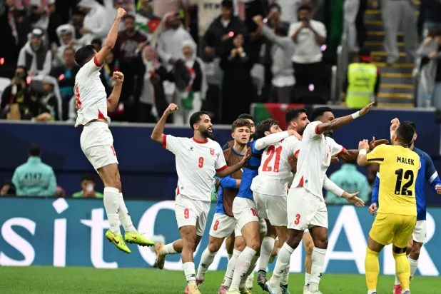 فرحة اردنية بهدف الفوز على المنتخب السعودي (تصوير: بشير صالح)