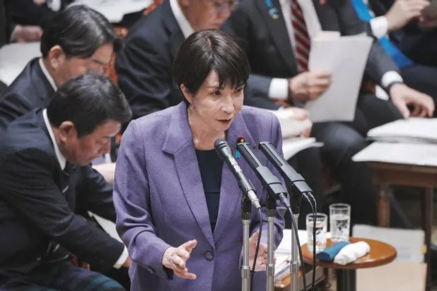 Japan's Prime Minister Sanae Takaichi answers questions during a session of the House of Councillors budget committee in the National Diet in Tokyo on December 15, 2025. (AFP)