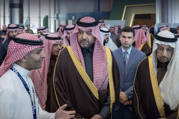 Prince Faisal bin Khalid bin Sultan bin Abdulaziz during the inauguration of the Northern Borders Investment Forum, alongside the Minister of Investment (Asharq Al-Awsat). 