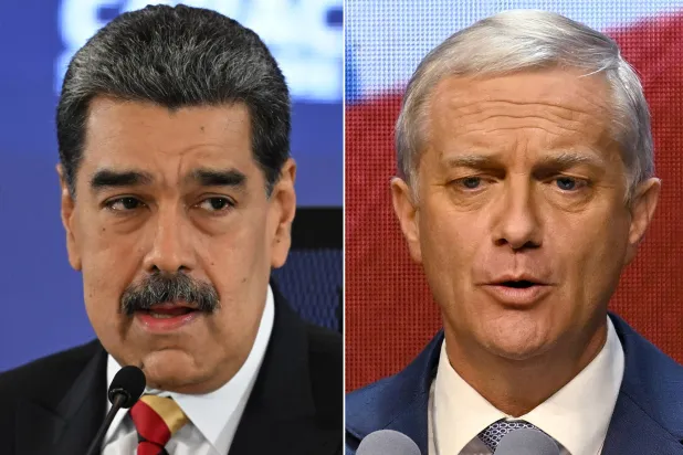 الرئيس المنتخب في تشيلي خوسيه أنطونيو كاست والرئيس الفنزويلي نيكولاس مادورو (أ.ف.ب)