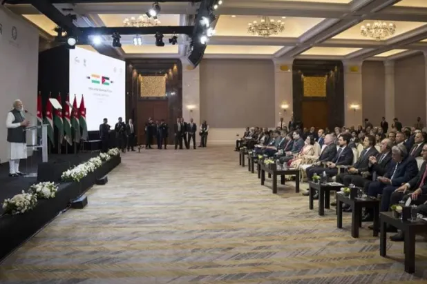 Modi speaks at the India-Jordan Business Forum in Amman on Tuesday (X)