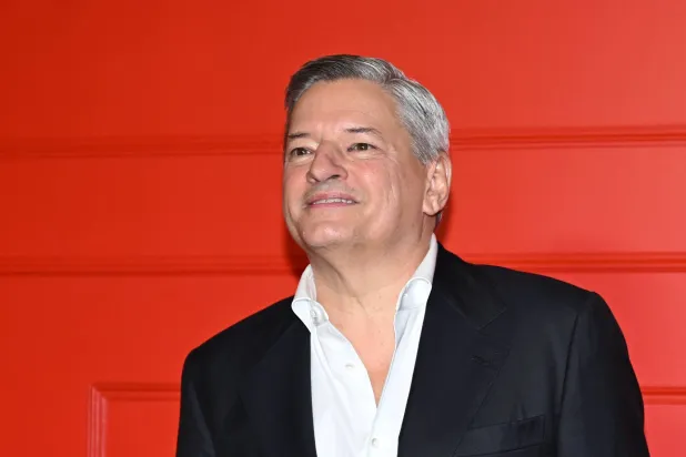 Netflix CEO Ted Sarandos poses during the avant-premiere of TV serie "Emily in Paris" season 5, at the Grand Rex, in Paris on December 15, 2025. (Photo by Blanca CRUZ / AFP)