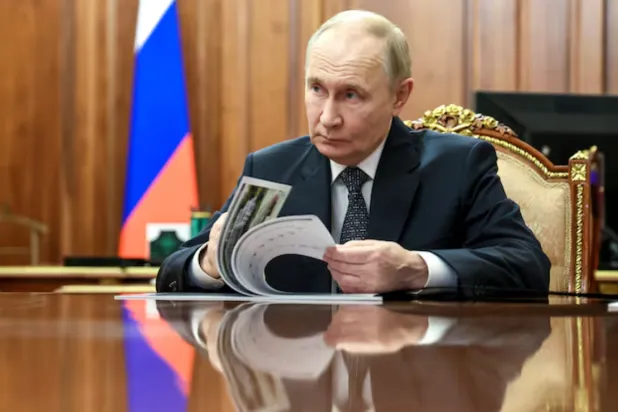 Russian President Vladimir Putin attends a meeting with Kazbek Kokov, head of the North Caucasus region of Kabardino-Balkaria, in Moscow, Russia December 16, 2025. Sputnik/Mikhail Metzel/Pool via REUTERS