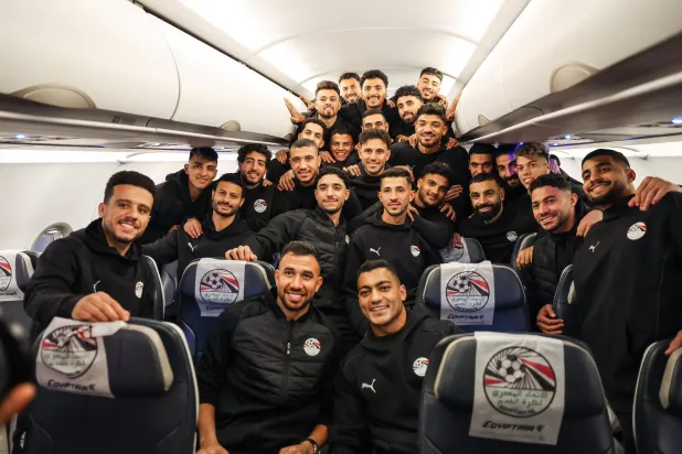 المنتخب المصري على متن الطائرة التي أقلته إلى المغرب (الاتحاد المصري لكرة القدم)