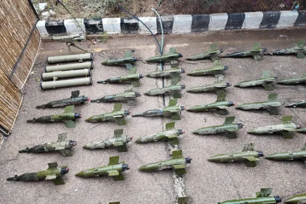 Missiles intended for smuggling found by Syrian forces (Syrian Interior Ministry X Account)