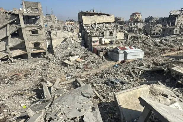Destroyed buildings, amid a ceasefire between Israel and Hamas, in Khan Younis in the southern Gaza Strip November 18, 2025. (Reuters)
