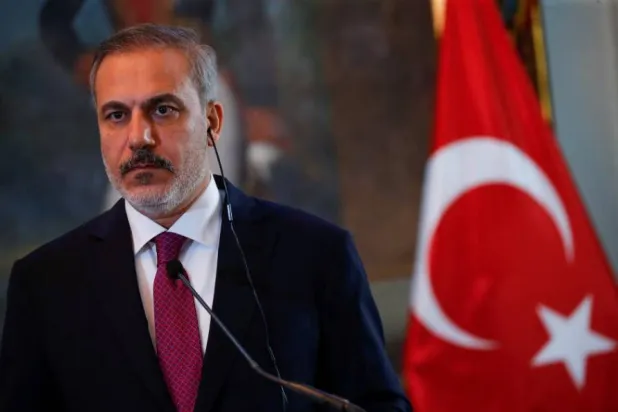 Turkish Foreign Minister Hakan Fidan attends a press conference, with Venezuelan Foreign Minister Yvan Gil Pinto (not pictured), in Caracas, Venezuela February 24, 2024. (Reuters) 