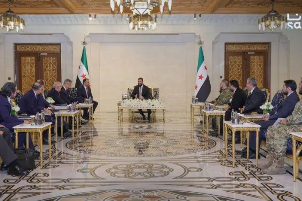 جانب من لقاء الشرع مع الوفد التركي (سانا)