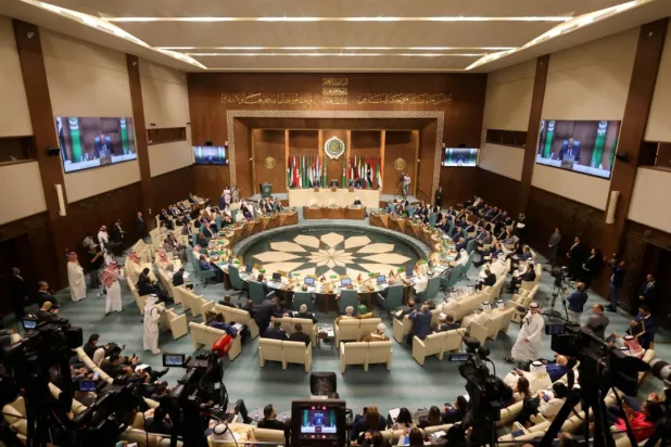 A general view shows the opening session of the meeting of Arab foreign ministers at the Arab League Headquarters (Reuters)

