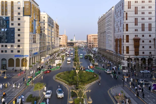 إحدى المناطق القريبة من المسجد النبوي بالمدينة المنورة (هيئة تطوير المدينة المنورة)