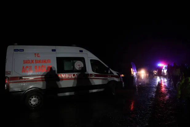 Search and rescue team members and emergency services try to reach the wreckage after a plane crash as five people including Libyan Chief of General Staff Muhammad Ali Ahmad al-Haddad were killed at Haymana District in Ankara, Türkiye, early 24 December 2025. (EPA)