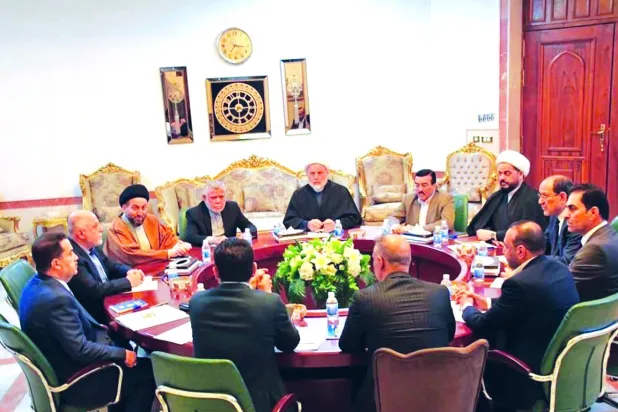 قوى «الإطار التنسيقي» خلال أحد اجتماعاتها بحضور رئيس الحكومة محمد شياع السوداني (أرشيفية - واع)